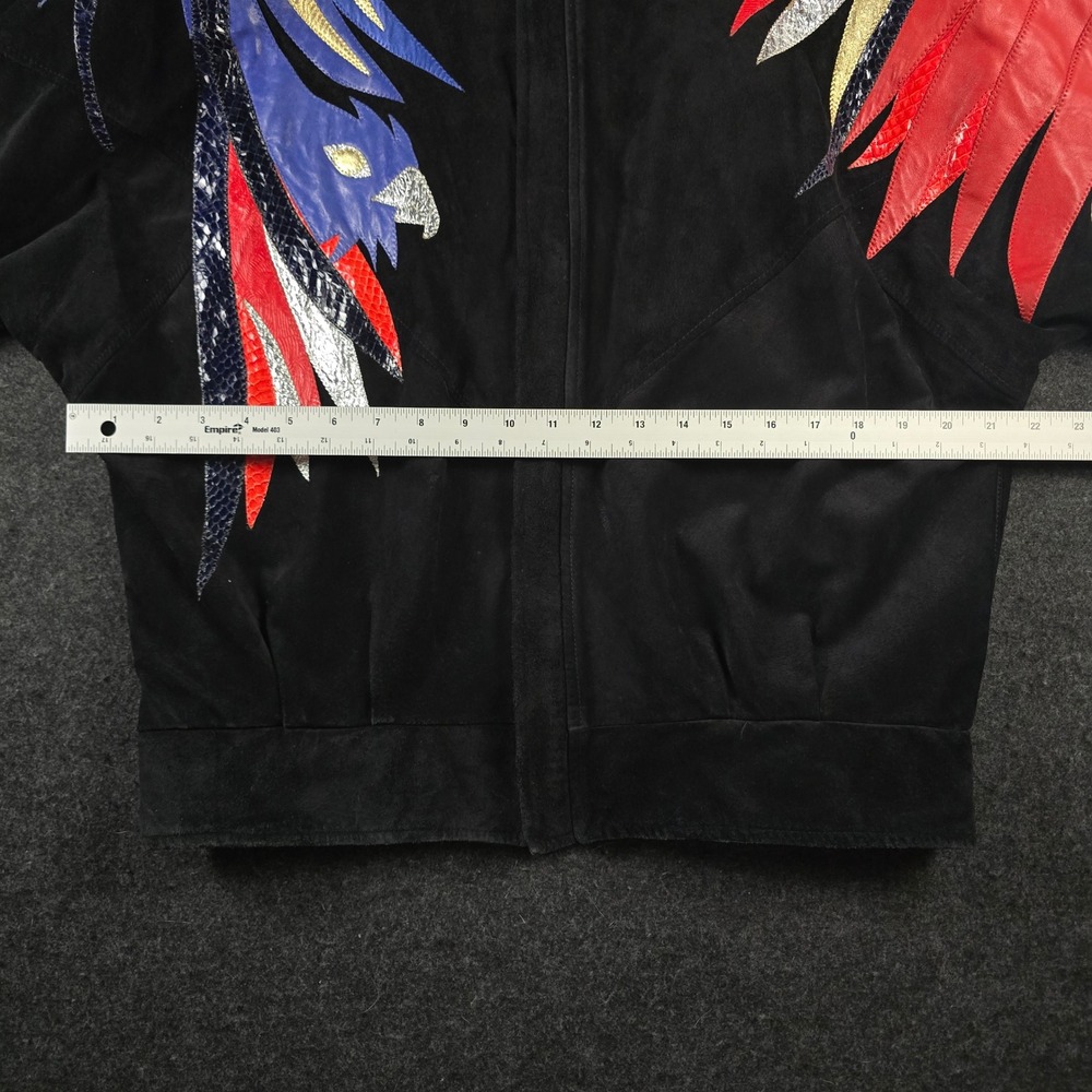 Augustina Taos Suede Leather Jacket Bird Snakeskin Southwest Black Women's L - Picture 5 of 15